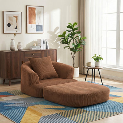 Fauteuil demi-tonneau d'appoint convertible surdimensionné rembourré
