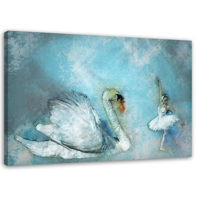 Swan And Ballerina - Wrapped Canvas Print