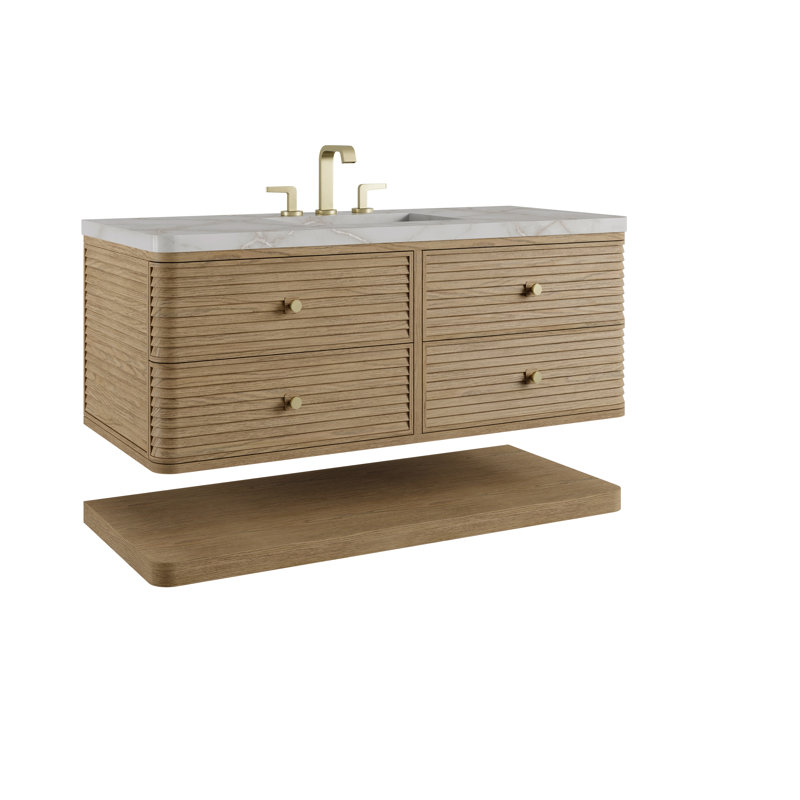 Allamari 48" W Single Vanity w/ FreePower Wireless Charger, Dune Mist, Victorian Silver Silestone