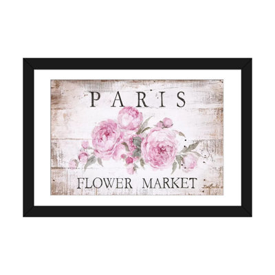 «Paris Flower Market Sign» par Debi Coules, reproduction d'art textuelle sur toile tendue