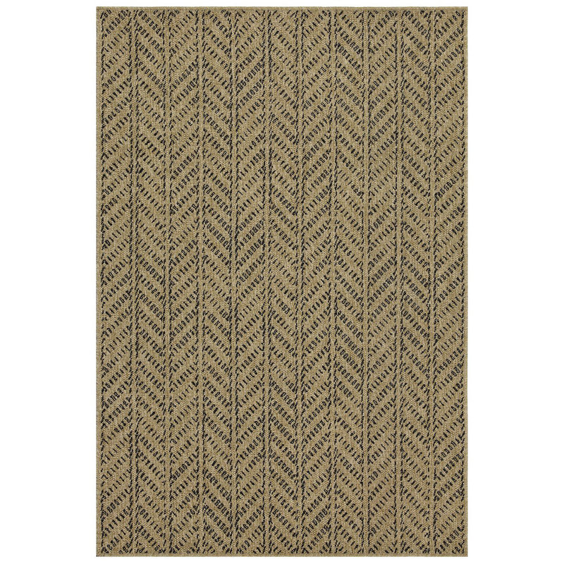 Indoor/Outdoor Area Rug, Natural/Black, Runner 2'7" x 7'3"