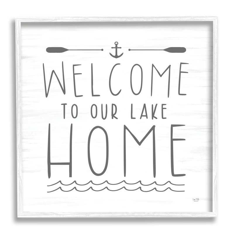 Lake Lake Welcome, phrase encadrée sur bois par Lux + Me Designs, impression, H 12 po x l 12 po x P 1,5 po