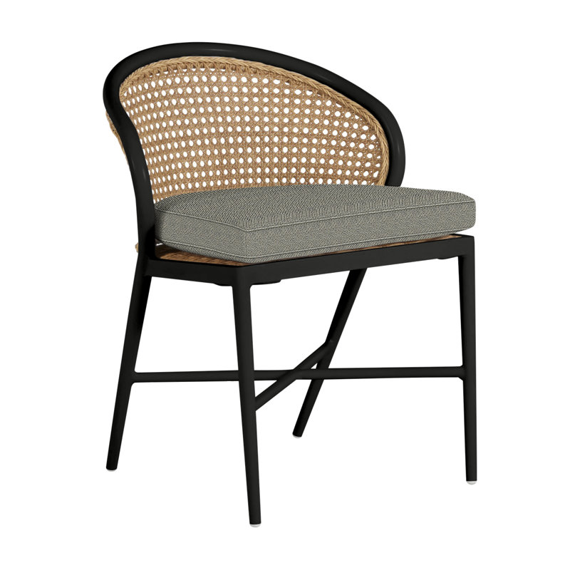 Havana Side Chair, Welt, Black, Linen Chambray