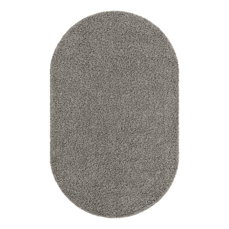 Santosha Shag Rug, Oval 5'3" x 8', Cloud Gray