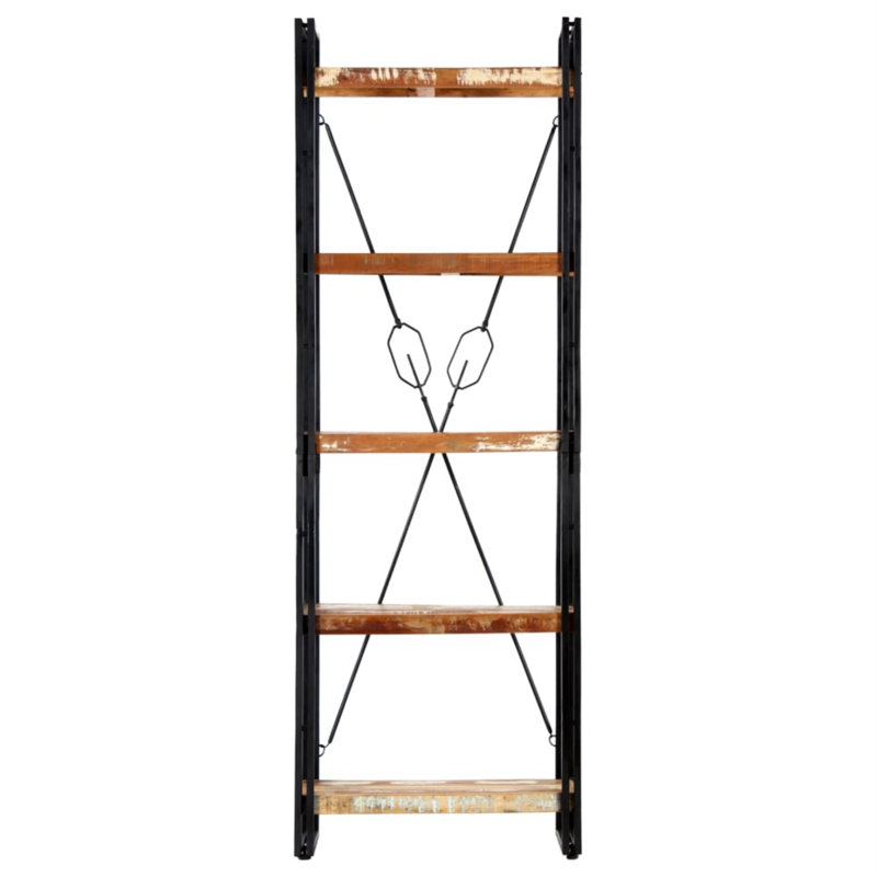 Bibliothèque en bois de manguier massif, Brun, (5 tablettes) H 70,9 po x l 23,6 po x P 11,8 po