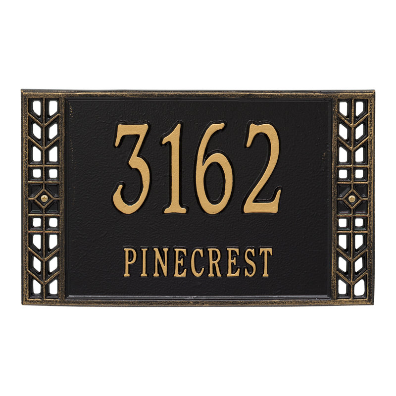 Boston Personalized Standard 2-Line Wall Address Plaque, Black/Gold, Yes