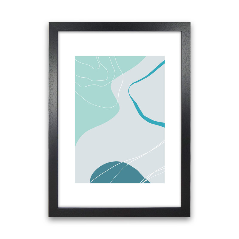 Mita Teal Abstract N17 1 Piece Wall Art, 84cm H x 59.4cm W x 3cm D, Black Framed