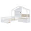 Lit simple avec canapé-lit, lit maison avec station de charge, recharge sans fil, tablettes et deux tiroirs, blanc-131374143
