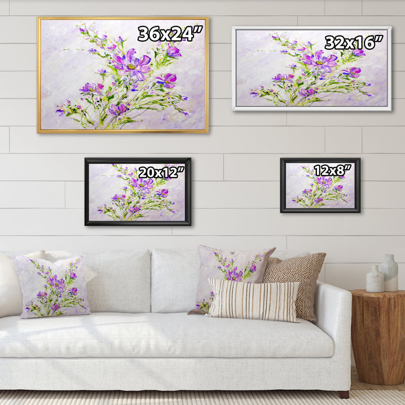 «Summer Natural Foliage Pink Bouquet II», reproduction sur toile, H 8 po x l 12 po x P 1 po, Cadre flottant noir
