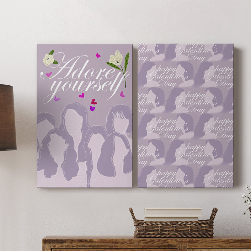 Collection Happy Galentine's Day - Toile tendue avec châssis de qualité supérieure - Prêt à accrocher