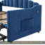Lit de jour rembourré simple avec lit gigogne escamotable à hauteur réglable et port de charge USB et Type-C, structure de lit de jour avec 2 poches latérales, aucun sommier nécessaire, bleu-1222892538