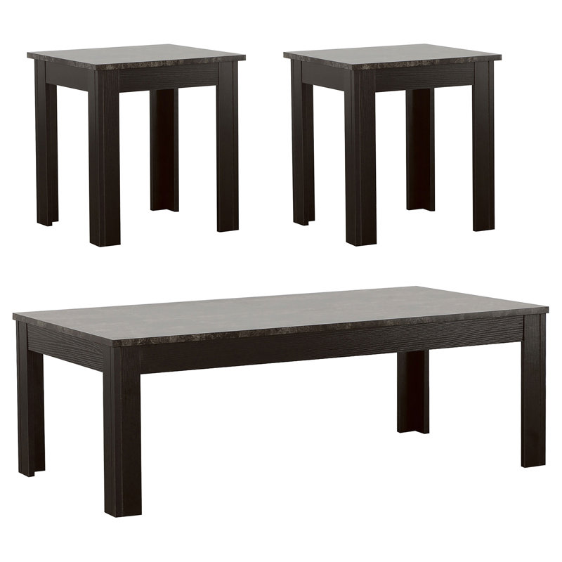 Ensemble de tables basses 3 pièces Cristobal, Noir, Gris