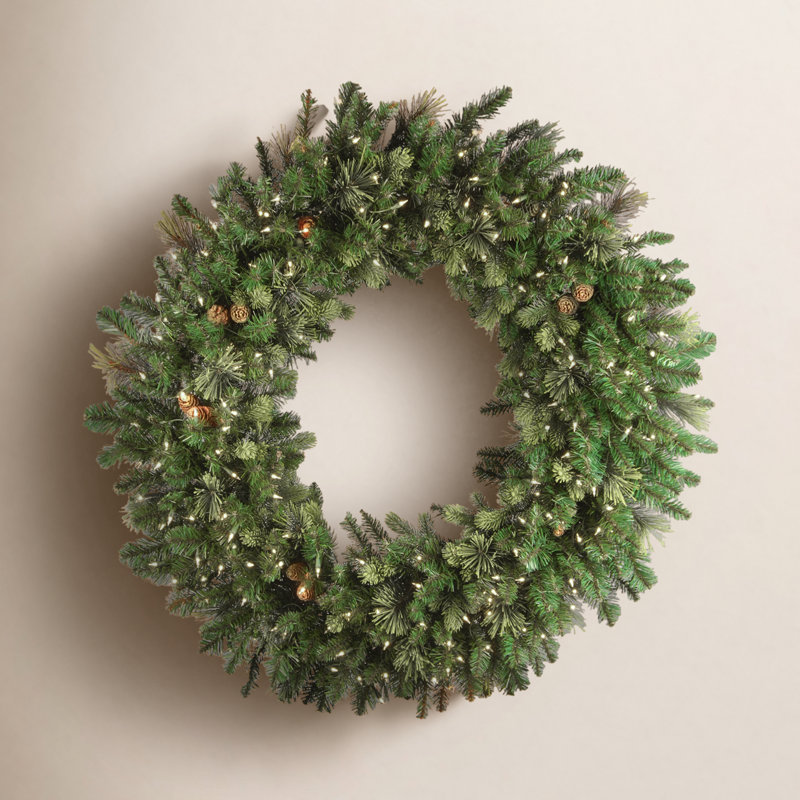 48in. Carolina Pine Wreath with Clear Lights