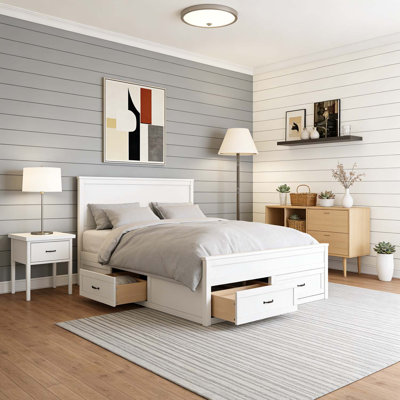 Lit de rangement moderne en bois avec 6 tiroirs