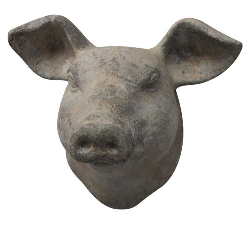 Weathered Pig Head Wall Sculpture