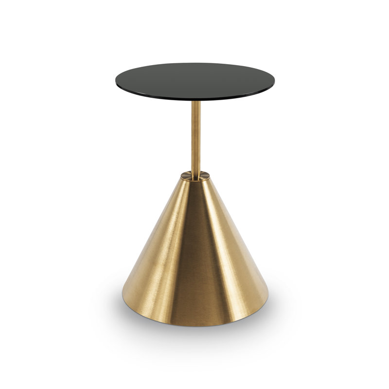 Montleban Pedestal End Table, Brass, Black