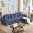 Corduroy Sectional Sofa with Deep Seat and Throw Pillows-118136058