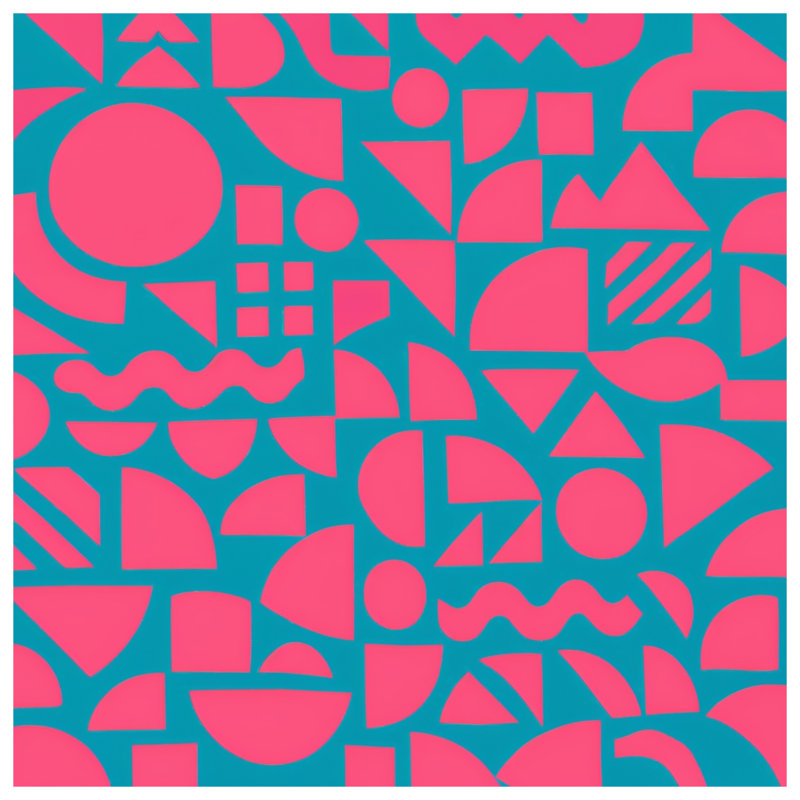 Toile tendue à motif géométrique rose sarcelle en plusieurs tailles, 32 x 32 inches