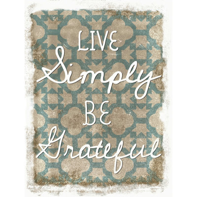 Motif bleu sarcelle «Live Simply», reproduction sur toile tendue