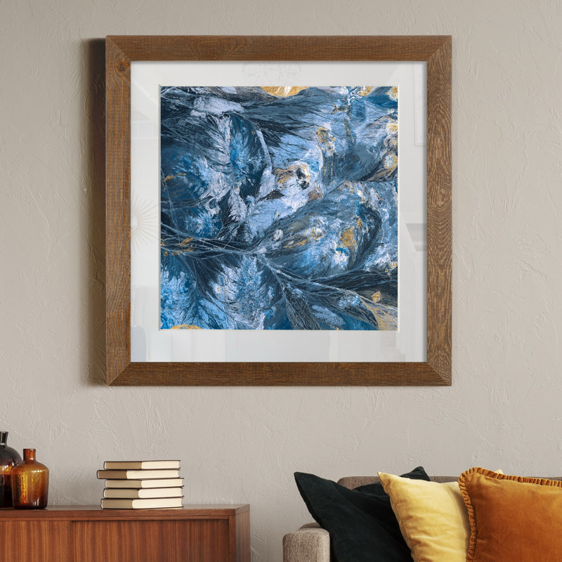 "Indigo I", reproduction d’art sur papier encadrée, H 27,5 po x l 27,5 po x P 1,5 po, Érable encadré