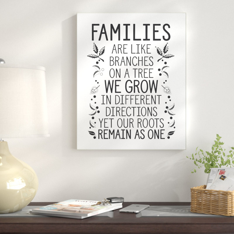 «Familles Are Like Branches», reproduction d'art textuel sur toile, H 30 po x l 24 po, Toile tendue