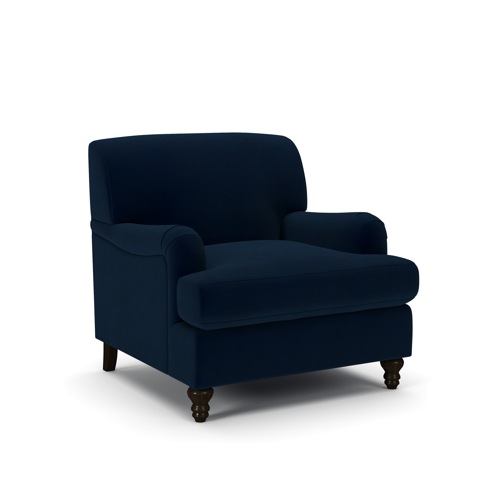 Walters Tight Back Armchair, Bella Ink Blue Performance Velvet