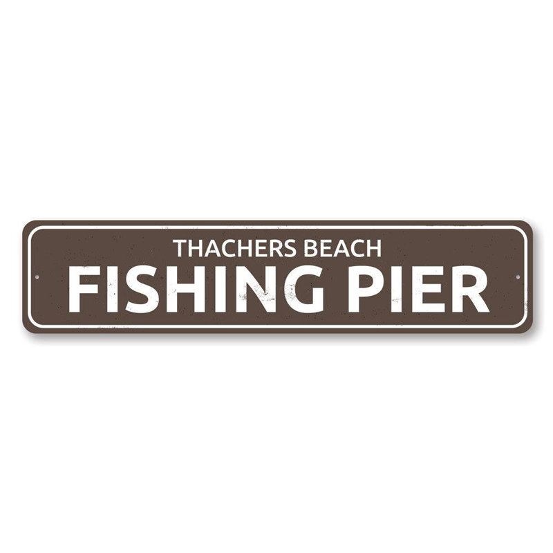 Enseigne de pêche en aluminium, H 4 po x l 18 po x P 0,04 po