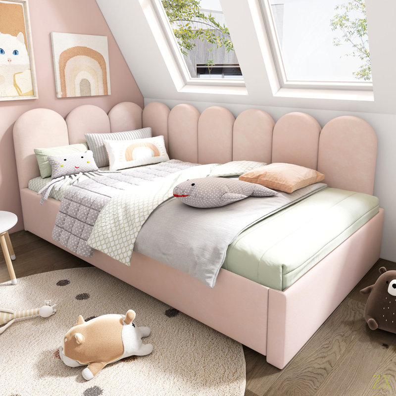 Lit de jour rembourré avec lit escamotable, canapé-lit simple simple, lits d'invités pour adultes et enfants, lit à lattes en métal, velours (sans matelas)