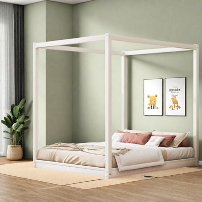 Grand lit à baldaquin en bois durable, style maison moderne