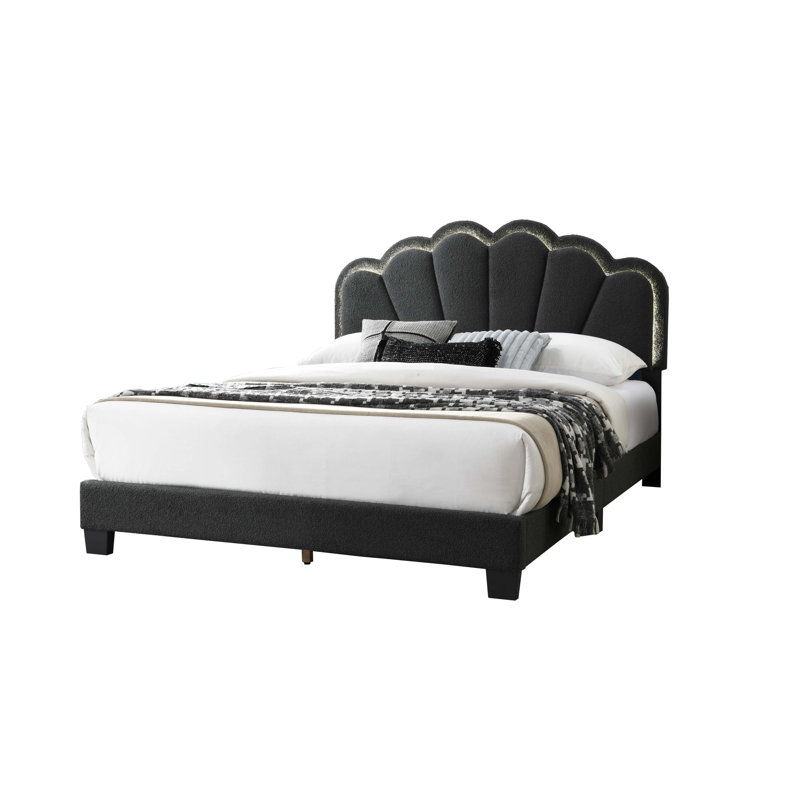 Lit plateforme avec lumières DEL intégrées, Double, Gris anthracite