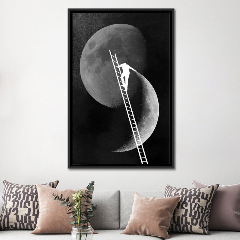 « light side of the moon », reproduction d’impression sur toile, H 26 po x l 18 po x P 1,5 po, Toile avec cadre noir