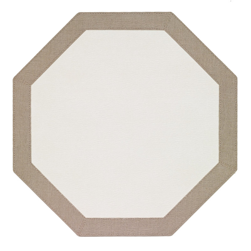 Bordino Vinyl Octagon Placemats, Oatmeal