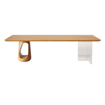 Bureau rectangulaire brun en bois massif