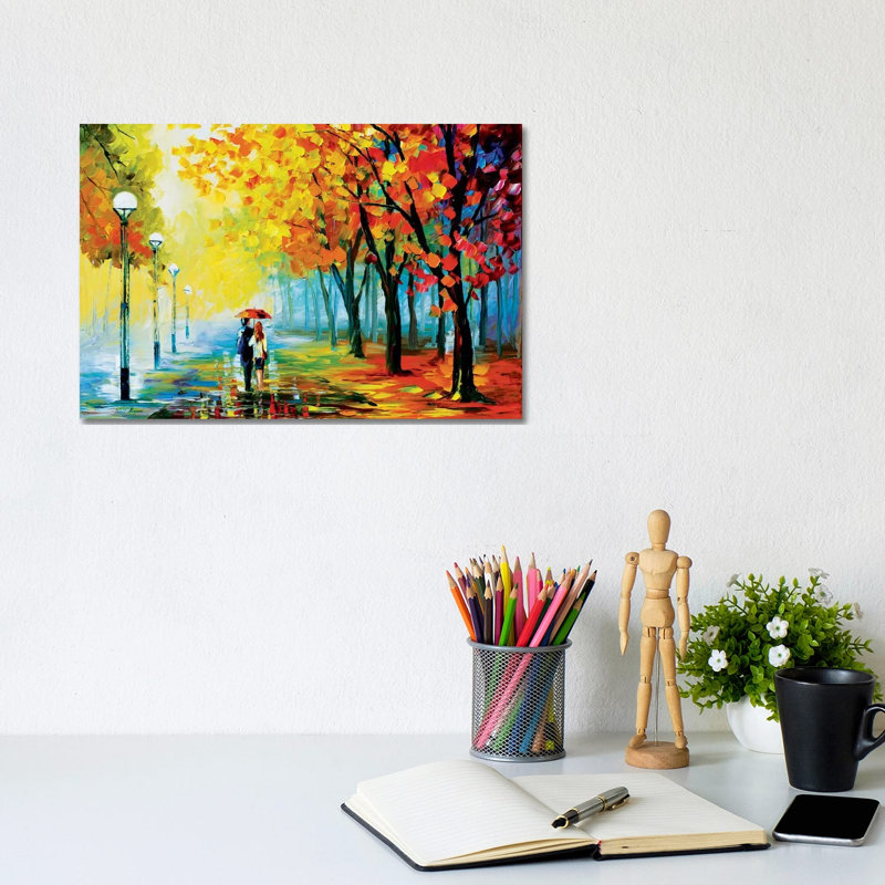 Fall Drizzle by Leonid Afremov - Painting on Canvas, Wrapped Canvas, 20.32 cm H x 30.48 cm W
