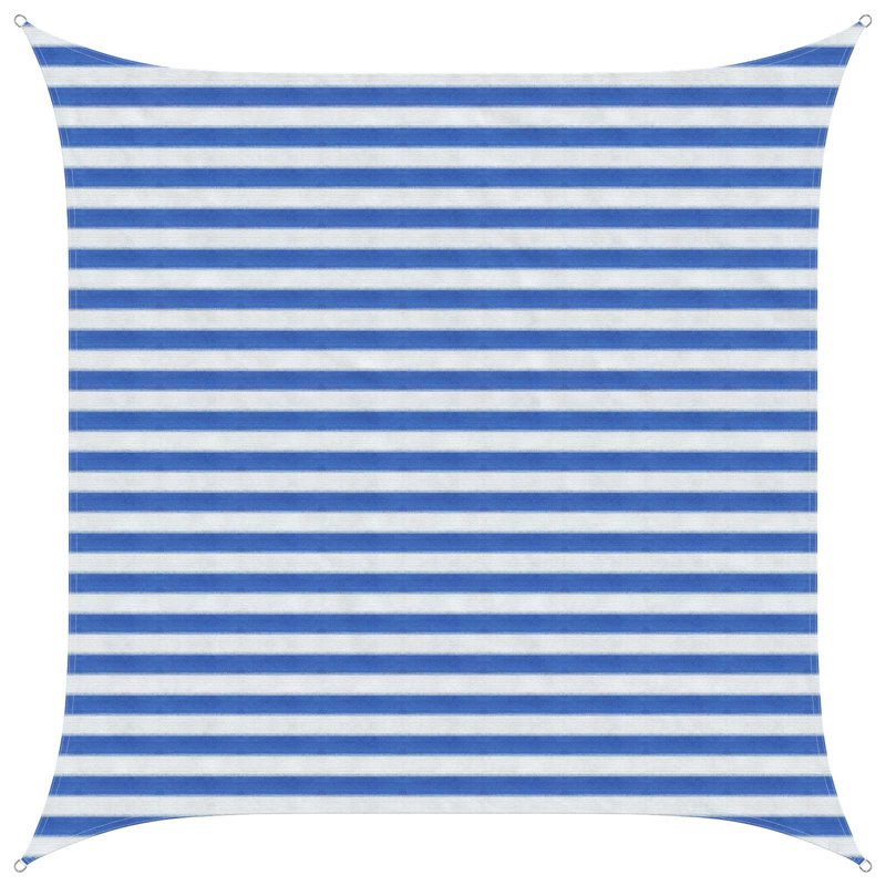 Vidaxl Sunshade Sail Canopy Screen Balcony Awning Canopy HDPE Rectangular, 2.5m W x 2.5m L, Blue/White