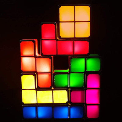 7 PCS Stackable Night Light 3D Puzzles Toy 7 Colors Magic Blocks Induction Interlocking LED Novelty Desk Lamp Lighting DIY For Teens And Adults Home Deco Great Gift For Birthday