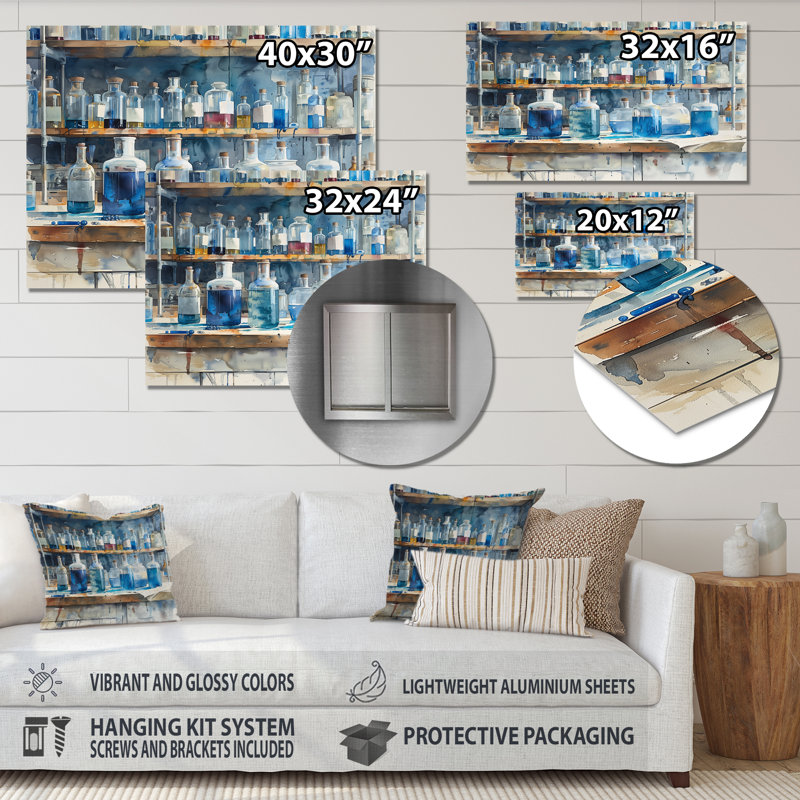 Impression sur toile Tyron - Laboratories, H 34 po x l 44 po, Sans cadre, métal