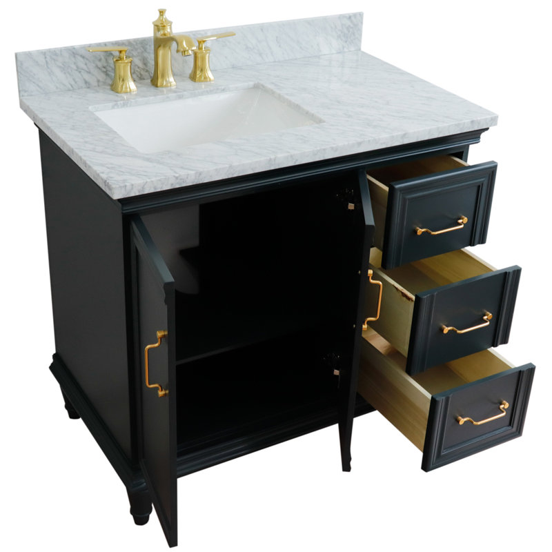 Ensemble de meuble-lavabo simple 37 po Lindisfarne, Gris foncé, Granite