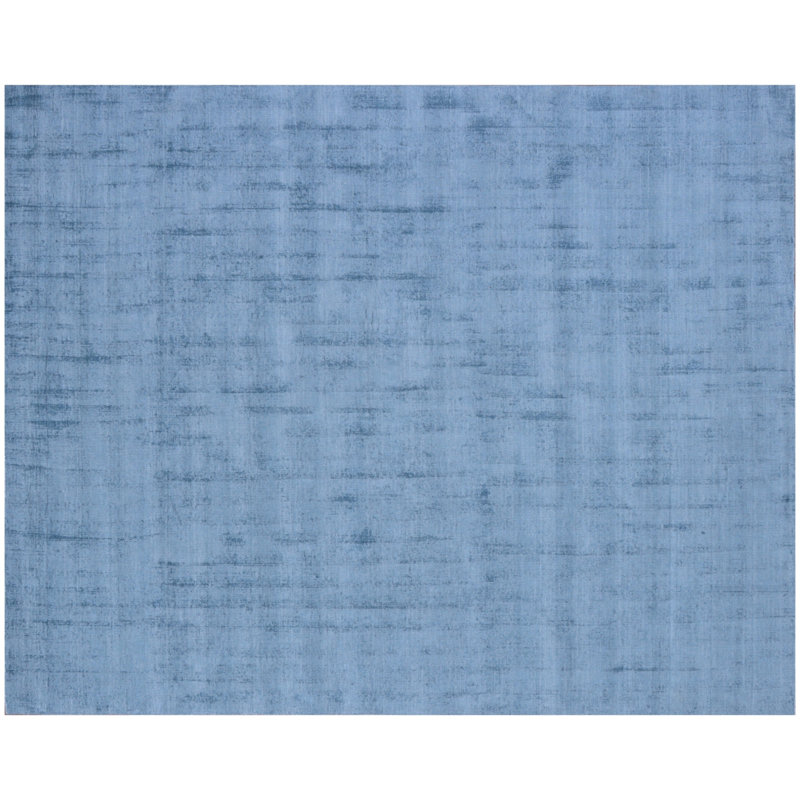 Tapis bleu tissé à la main 10 pi x 14 pi Denim