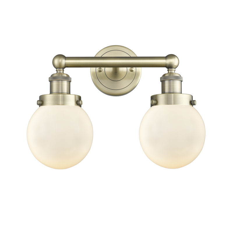 Alphonsa 2 - Light Dimmable Vanity Light, Matte White, Antique Brass