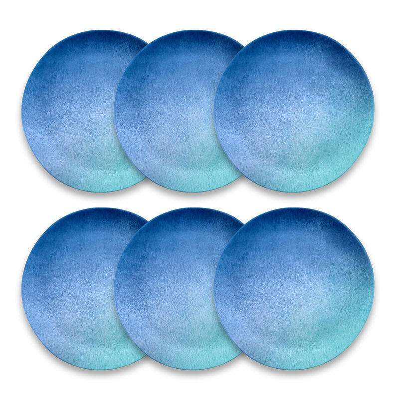 Assiette plate en mélamine 10,5 po Sercay Oceanic Ombre, ensemble de 6