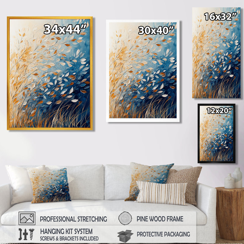 «Meadow Windy Prairie Leaves II», reproduction encadrée Meadow, Argent argent, H 32 po x l 24 po