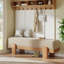 Linen Blend Upholstered Bench-723602381