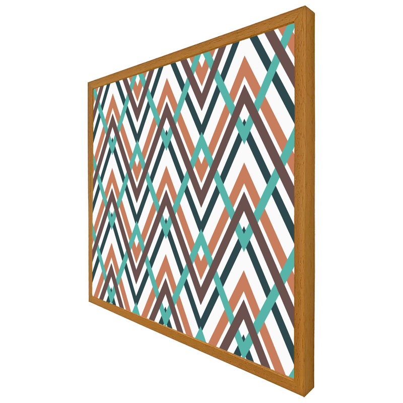 Darrtown Coloured Geometric Zig Zag - Single Picture Frame Print, Black Framed, 31cm H x 31cm W x 4cm D