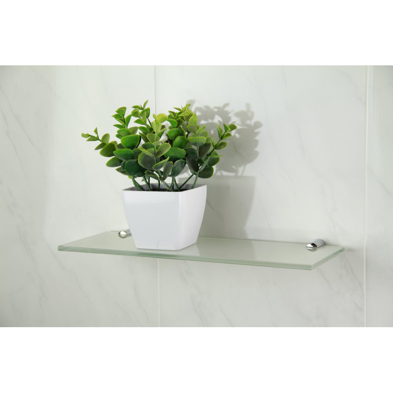 Fanniemae Glass Floating Shelf with Adjustable Shelves, 0.6cm H x 30cm W x 10cm D, White
