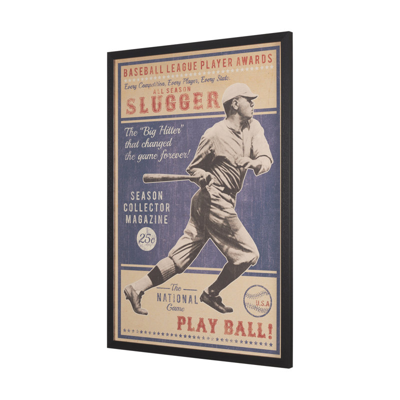 «Play Ball» par The Vintage Collection, reproduction d'art encadrée à la main