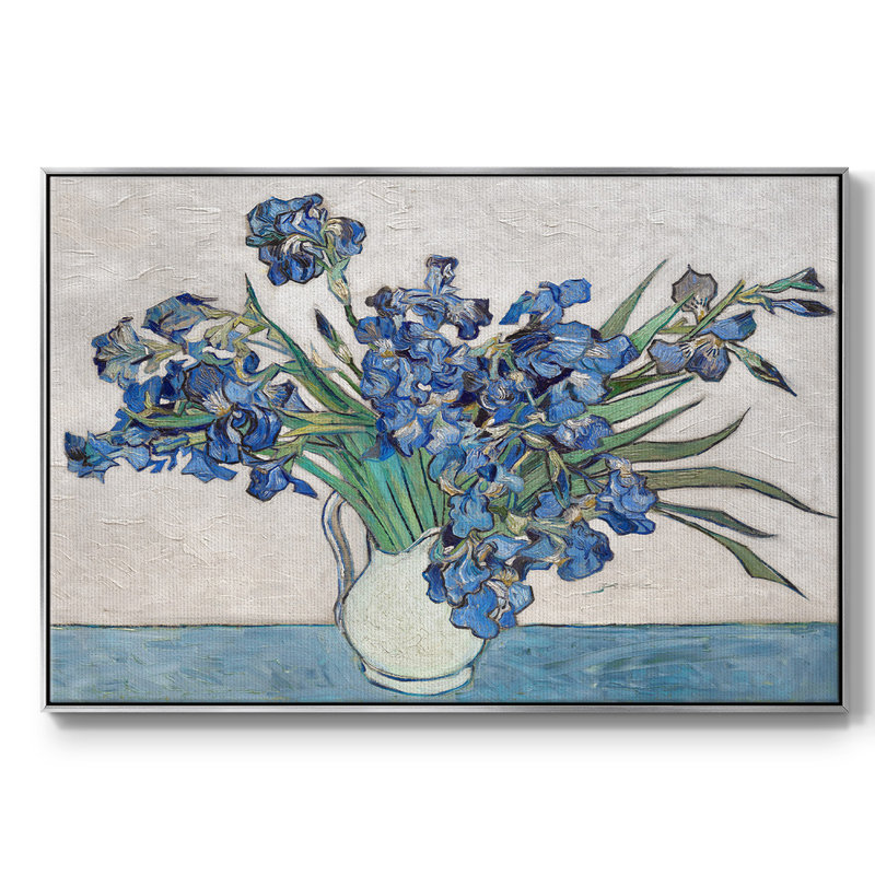 " Blue Irises ", H 17 po x l 25 po x P 2 po, Argent