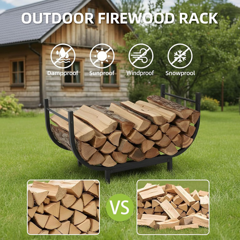 Support de rangement pour bois de chauffage intérieur et extérieur robuste et résistant à la rouille