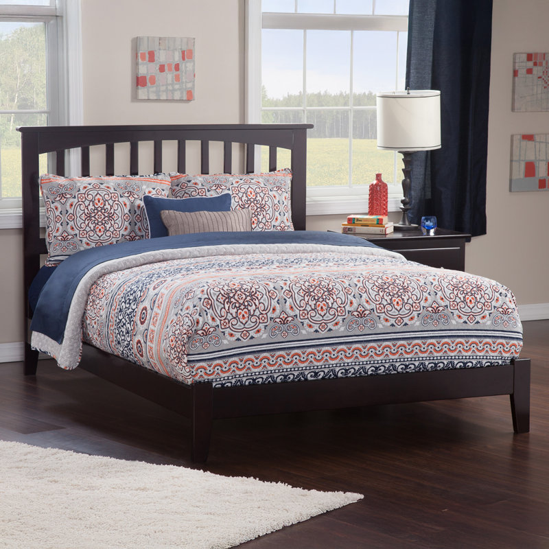 Abingt Solid Wood Foundation Bed , Espresso, Queen