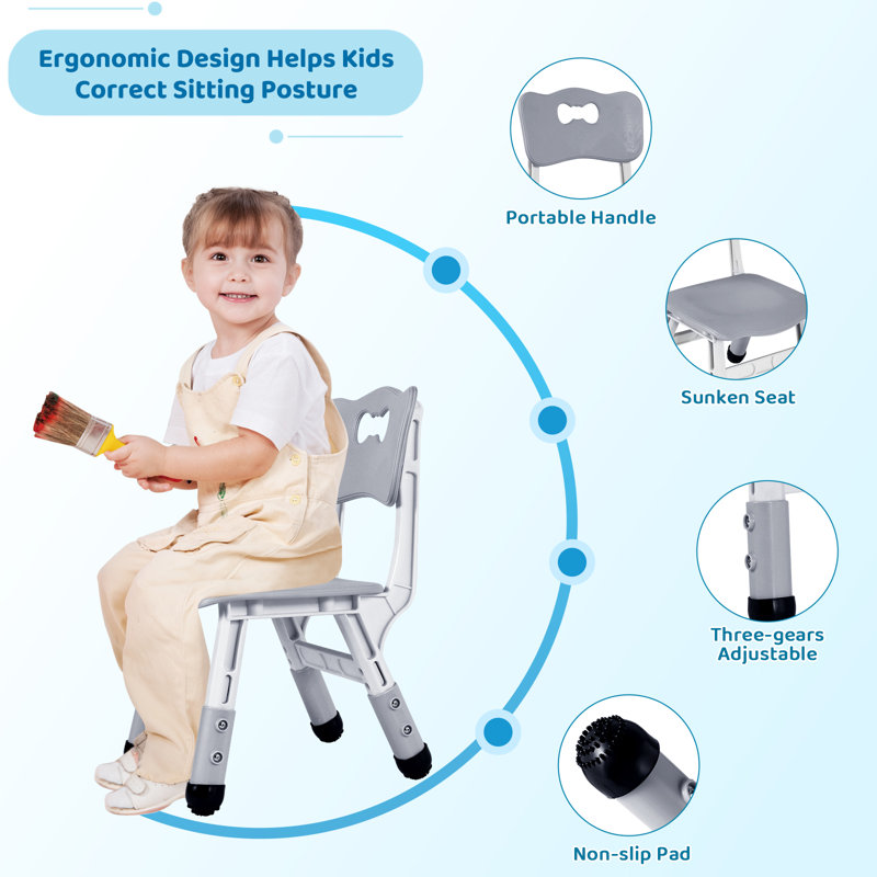 Aarianna Kids 7 Piece Play Or Activity Table and Chair Set, Gray